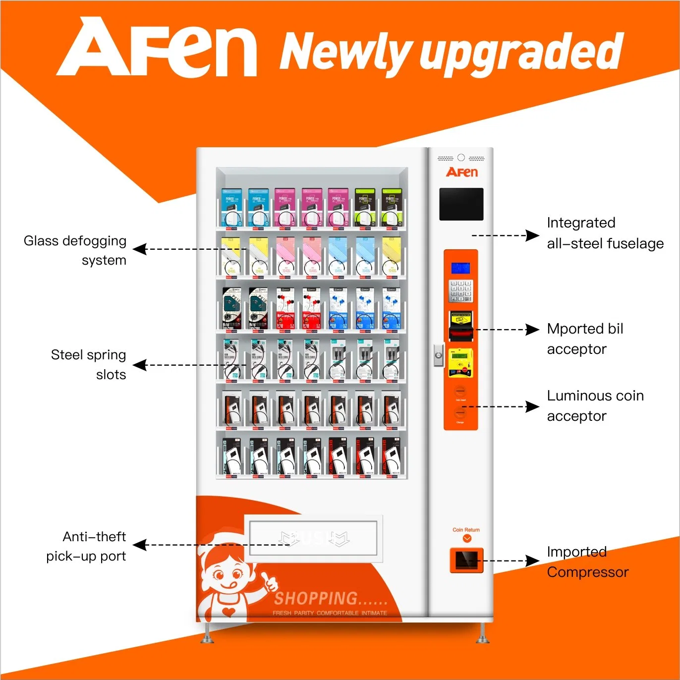 Afen Top Selling Products Biscuit Cola Drinks Cigarette Automatic Extensible Vending Machine