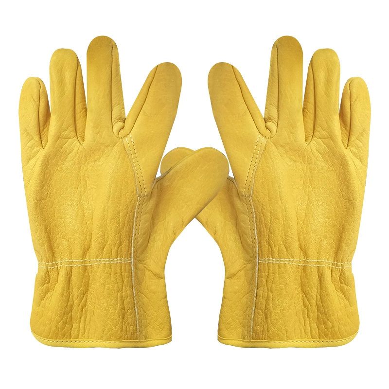 Good Price Goat Leather Yellow Welding Work Safety Glove Used Wildly Comfortable Keep Warm in Winter