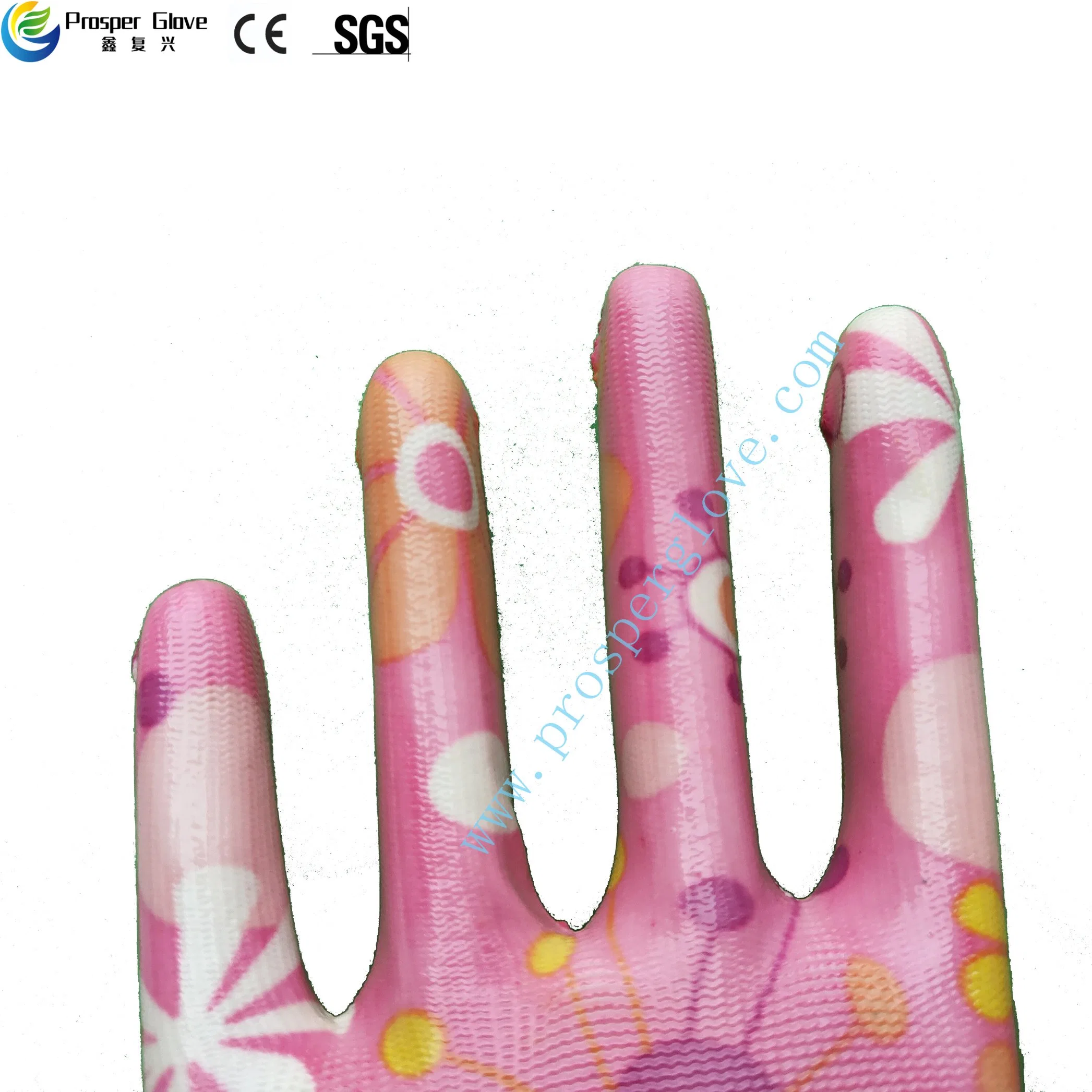 Printing Polyester with Nitrile Coated Working Glove Garden Work Gloves