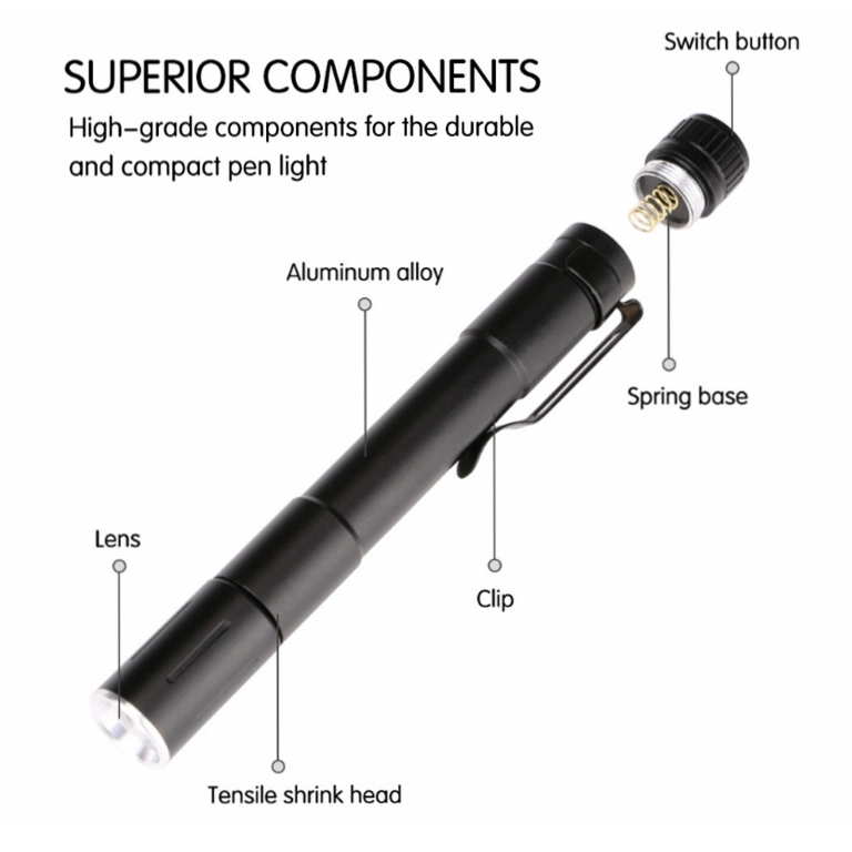 Aluminum Penlight Inspection lamp Torche Dentist Waterproof Ipx6 LED Pocket Pen Torch Light Hot La lamp De Poche Battery Powered LED Flashlight with 2 Modes