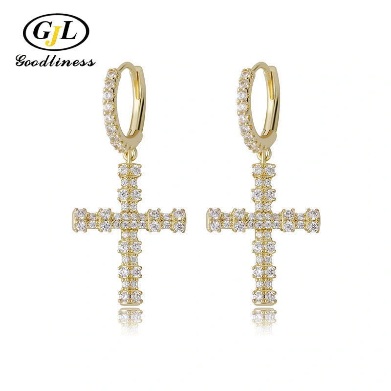 Fashion Brass Cross Earring Brass Hiphop Jewelry for Women Wear