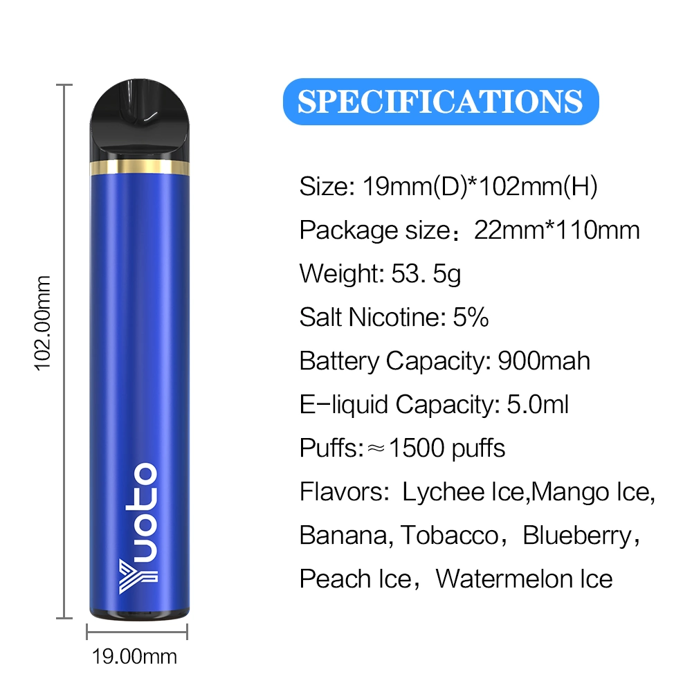 Factory Direct Original Yuoto 5puffs Wholesale/Supplier Disposable/Chargeable Vape Electronic Cigarette Vaporiser 5ml 900mAh 1500puffs Puff Bar Disposable/Chargeable Pod Vape Pod 9