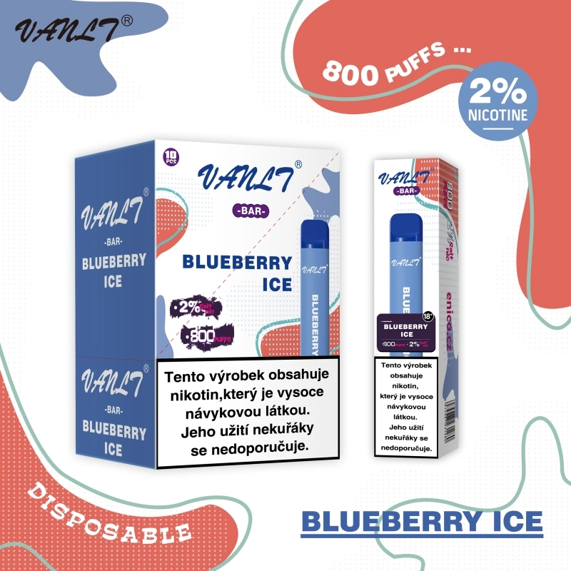 Usado por Young People desechable VAPE Pen EU Versión 800 Puffs Blueberry Ice Vanlt Puffy Bar