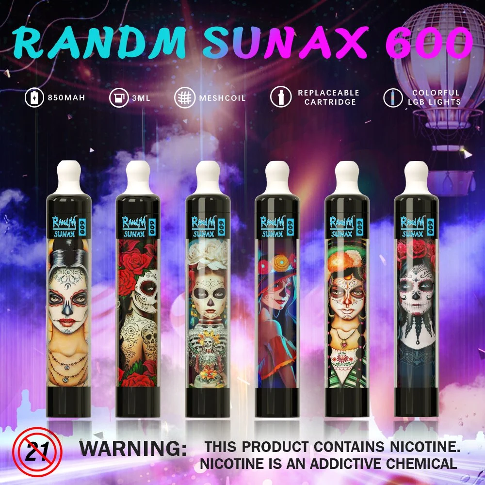 Portable Rechargeable 850mAh Disposable/Chargeable Cartridge Mini Vape Device Randm Sunax 600 Puff