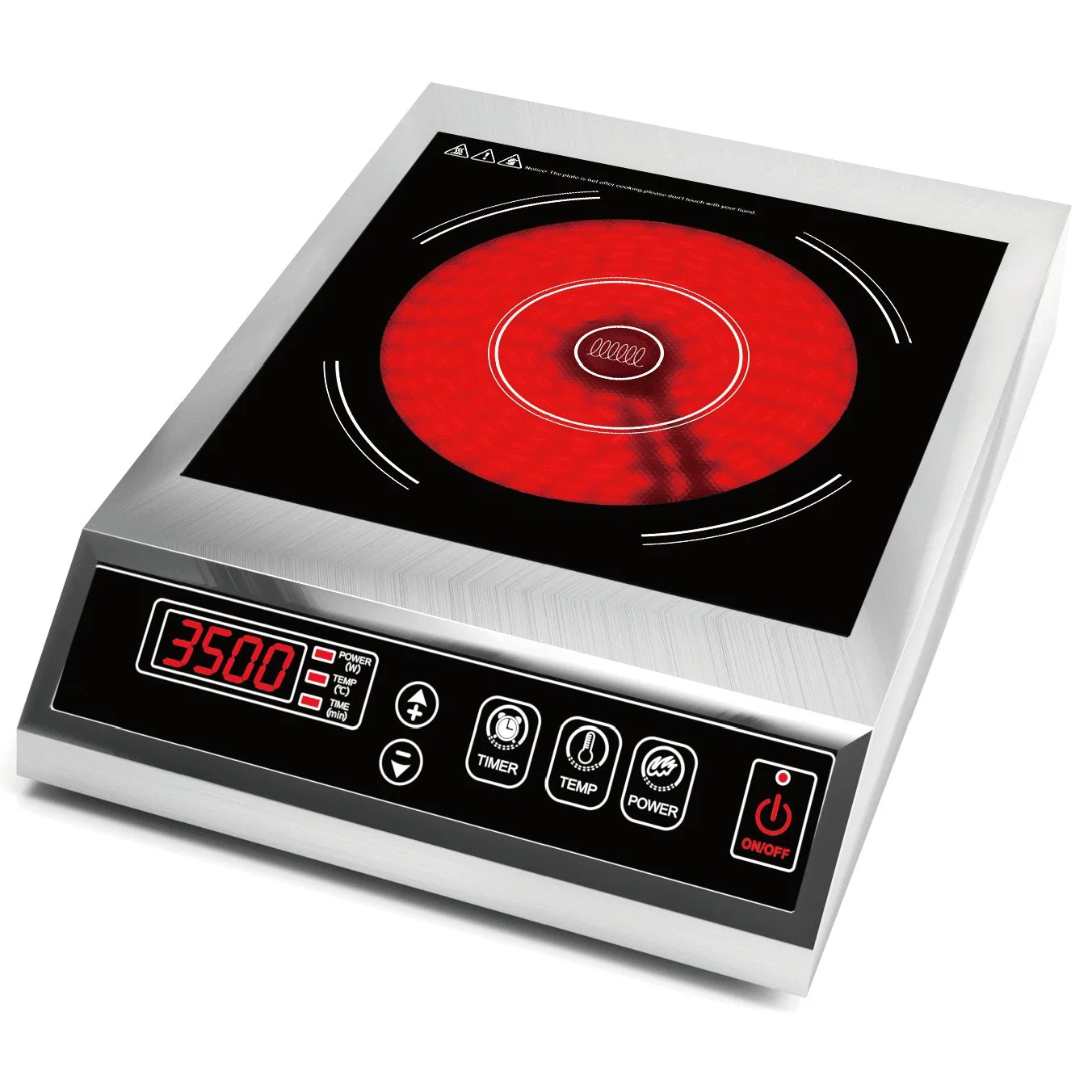 Cuerpo de acero inoxidable 3.5kw infrarrojos comercial Cocina Cocina Cocina de inducción con pantalla táctil plana