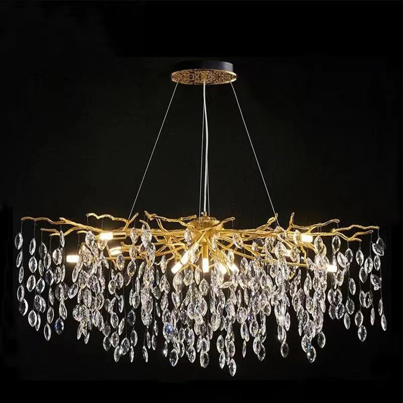 Light Luxury Modern Simple Living Room Crystal Creative Personality Tree Chandelier.