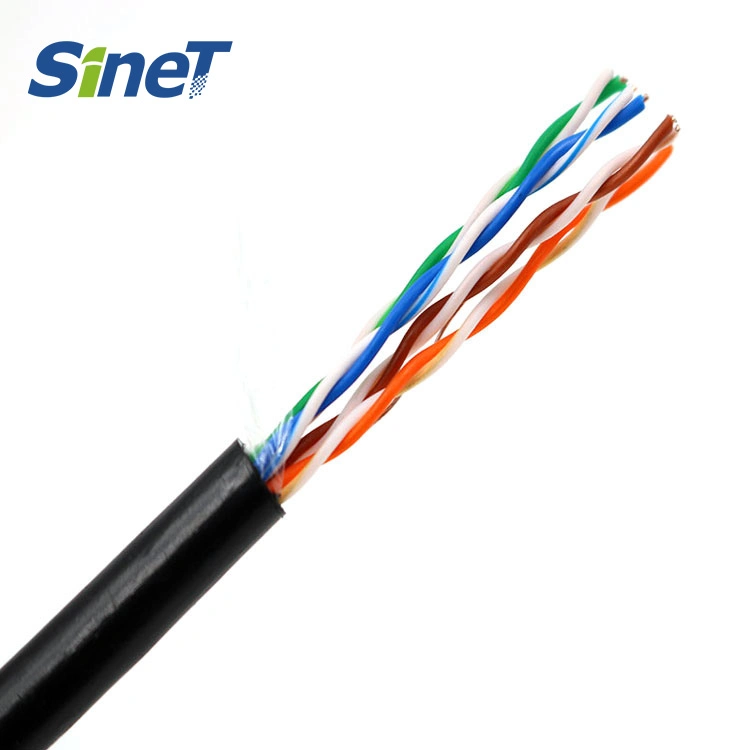 Cabo UTP Cat5e à prova de água para exterior, 24AWG, cobre sem revestimento CCA