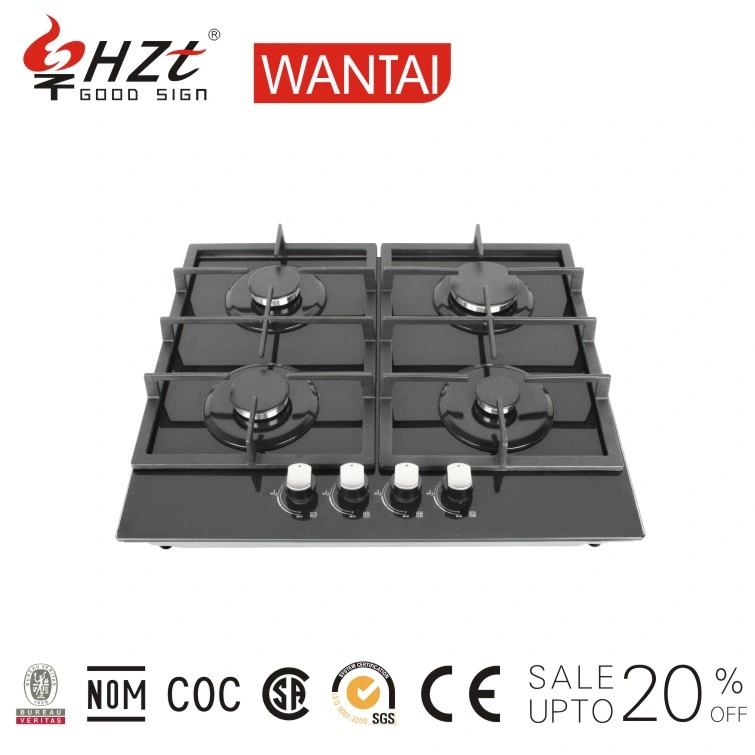 High Efficiency Built in 600mm Series Cooking Range 4 Burner Gas Stove Stainless Steel Battery CE OEM Tempered Glass Household