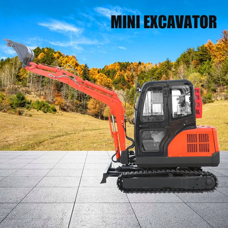 EPA China Construction Machinery 2.0 T Mirco Excavator Mini Rotary Digger with Rubber Steel Crawler and Air Conditioner for Digging Hole Grave