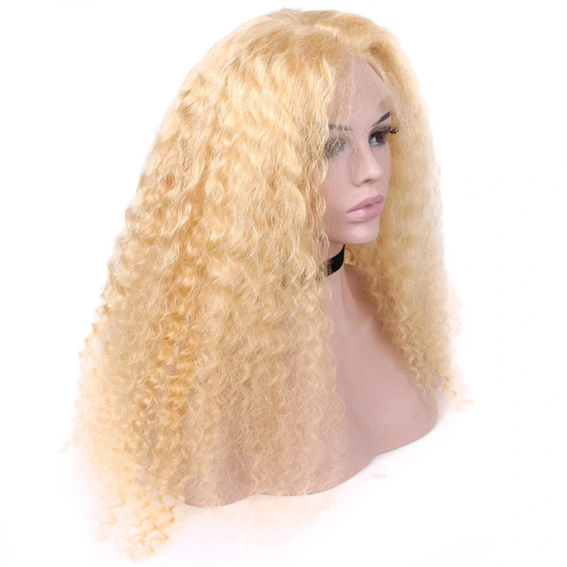 Kbeth Kinky Curly 613 Gold Transparent Lace Frontal Wig for Black White Ladies Human Hair 13*6 Lace Front Wigs From Chinese Factory