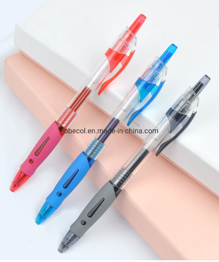 Retractable Gel Pen Office Supplies Plastic Gel Ink Pen (3colors)