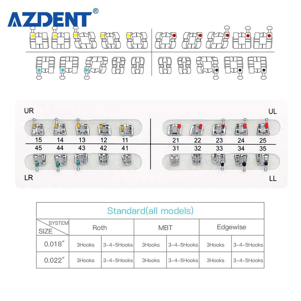 Mbt estándar de la ranura. 018 ganchos 3-4-5 Soportes Soportes ortodoncia