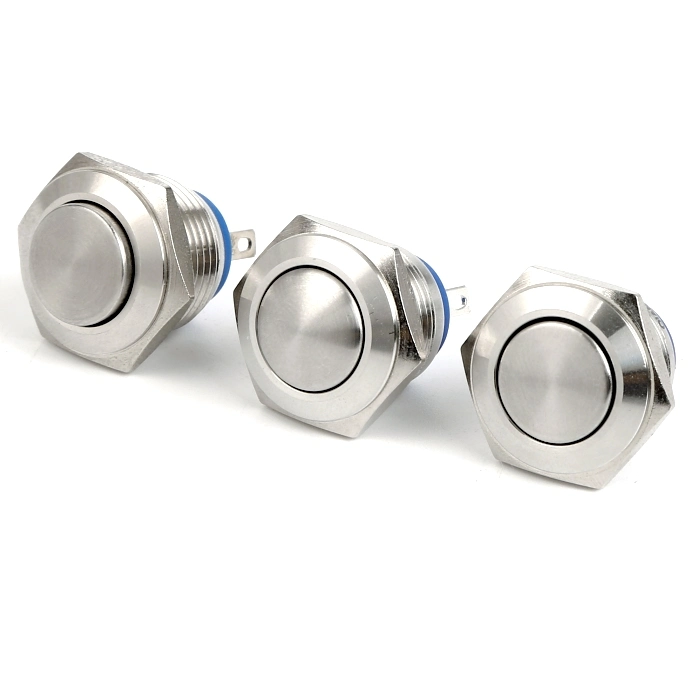 16mm Stainless Steel/Nickel Plated Brass Push Button Switch