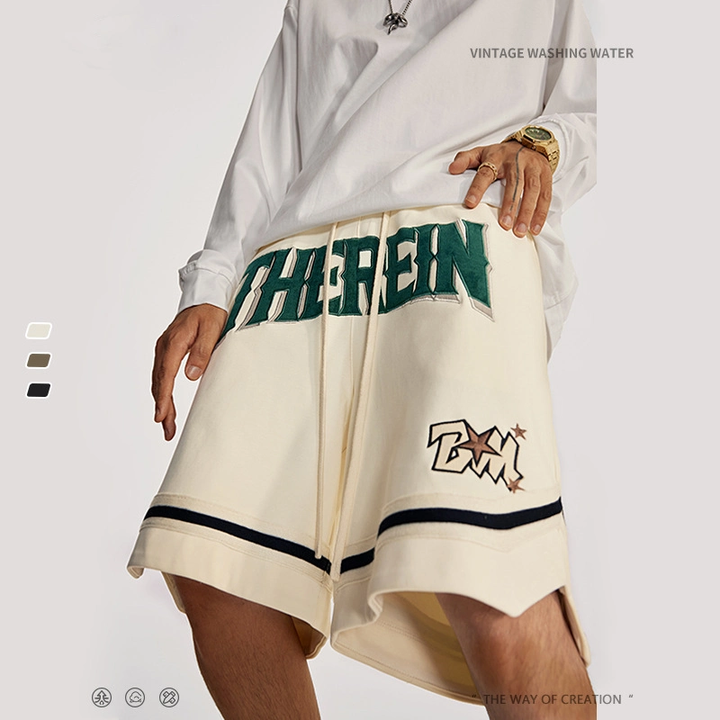 2023 Summer Heavy American Heavy Industry Embroidery Basketball Pants Loose Casual Split Sports Nickel Pants (CFZZK004)