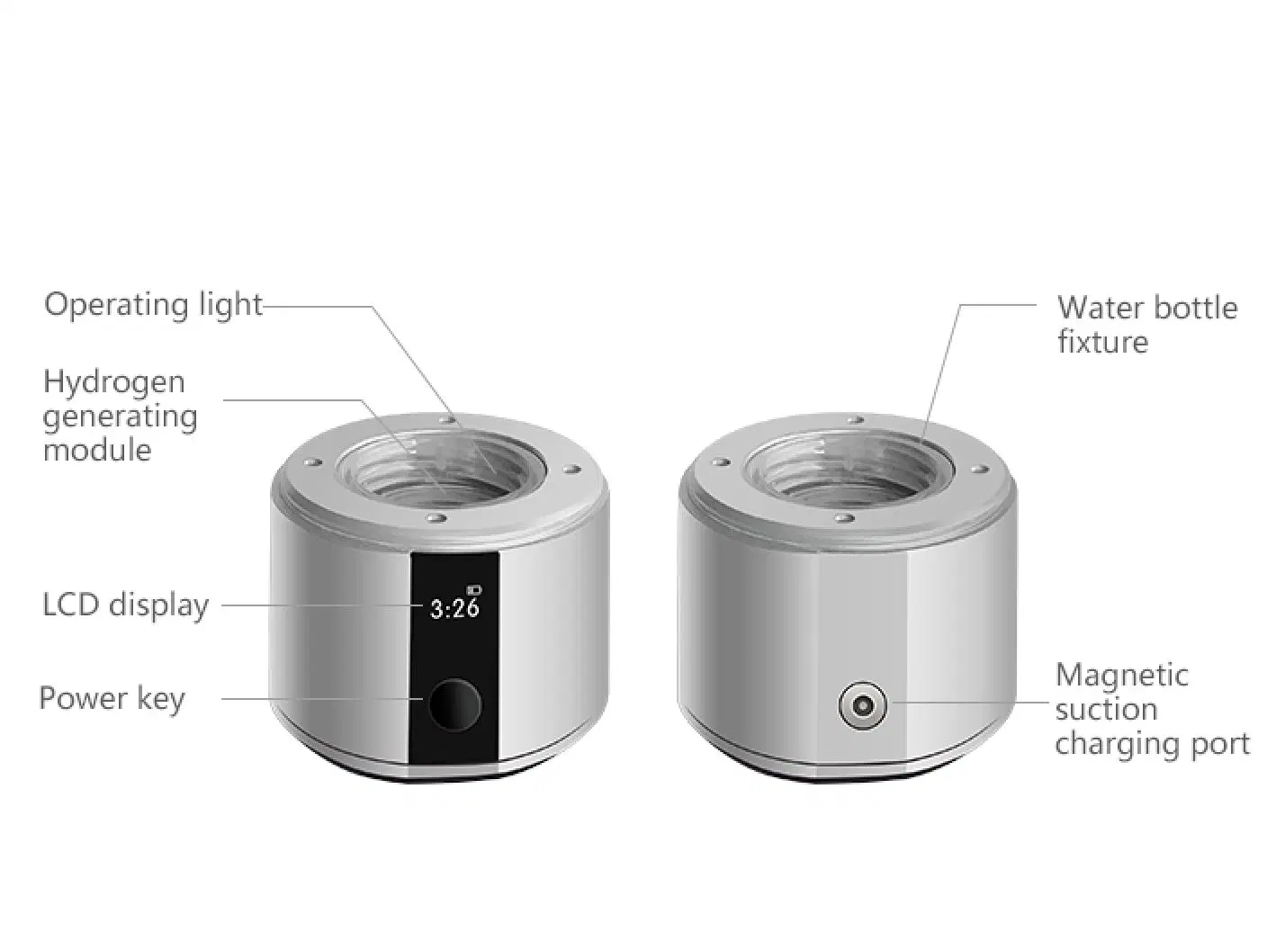 Health Care Hydrogen-Rich Water Generator with USB Rechargeable Electrolysis Ionizer