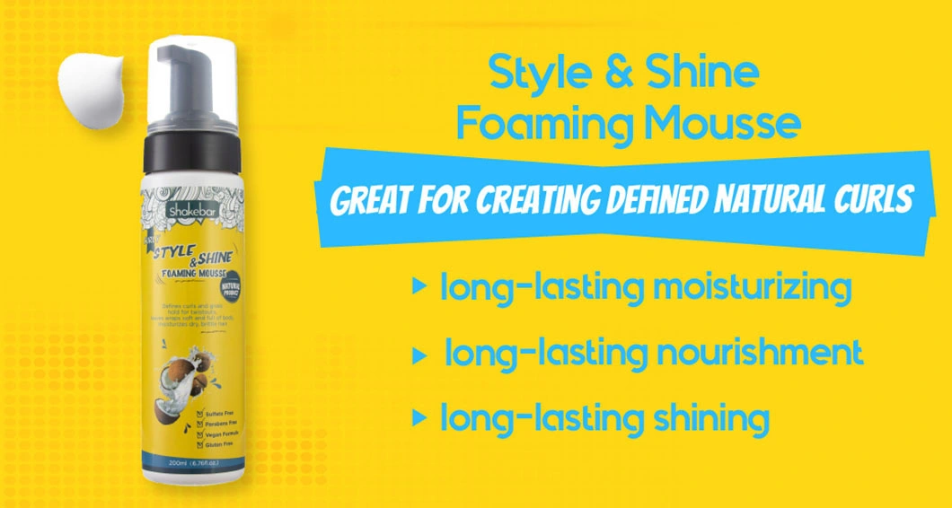 Hair Styling Foam Mousse Strong Hold Styling for Curly Hair with Shakebar Brand