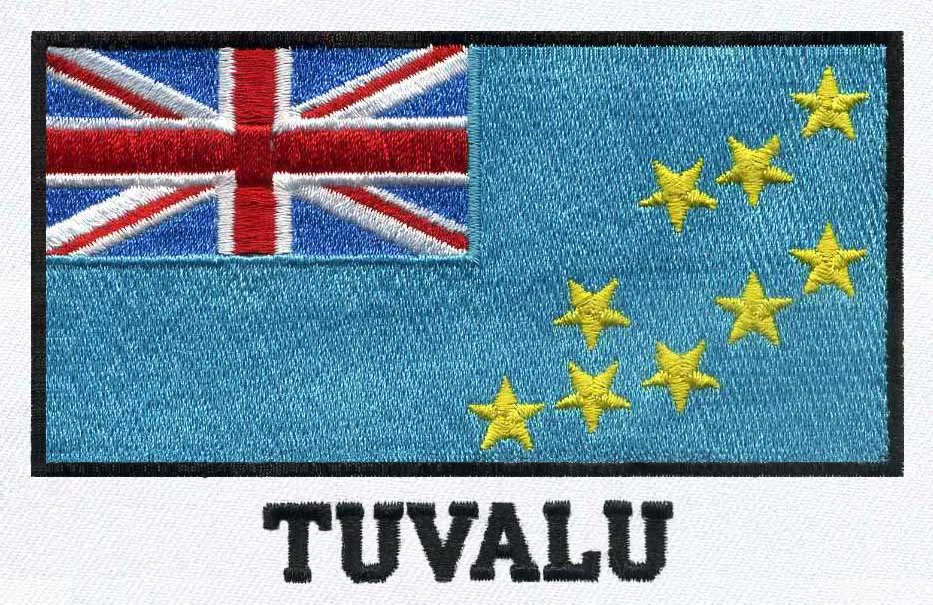 Emblema bordado de emblema com bandeira nacional de Tuvalu Premium de 3"