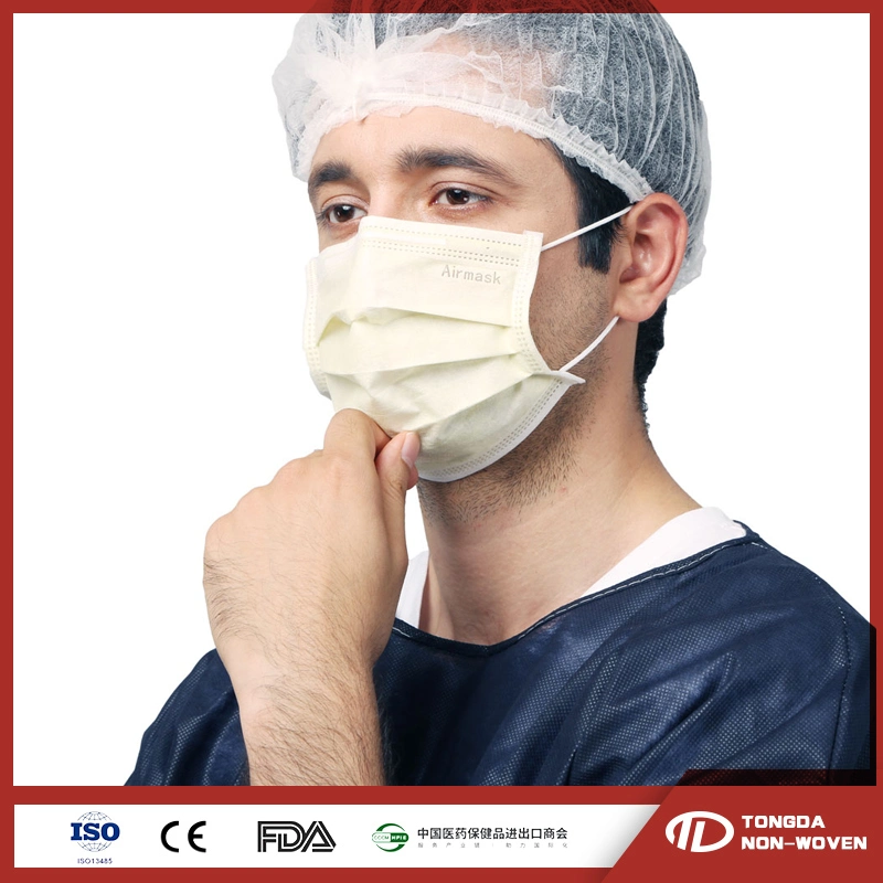 Surgical/Hospital/Medical/Protective Nonwoven Dental 3ply Disposable Face Mask with Elastic Ear-Loops