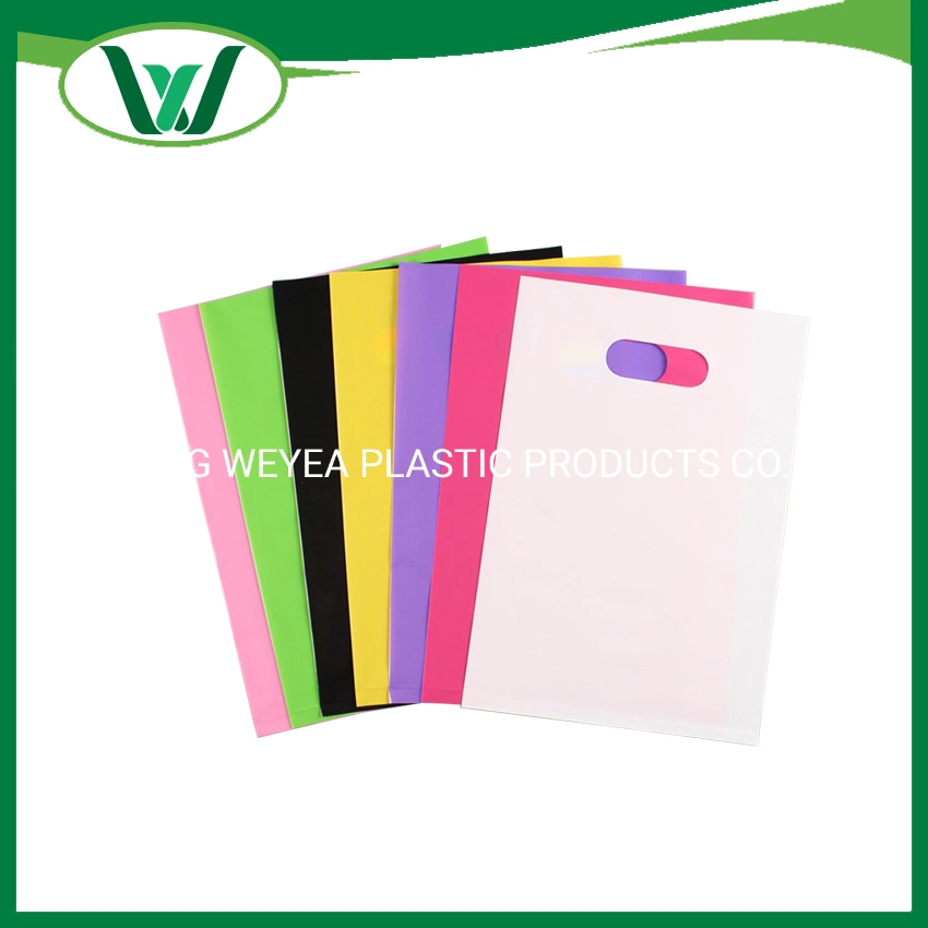 Factory Direct Sale Luxury HDPE Die Cut Handle Plastic Packing Carrier Bags