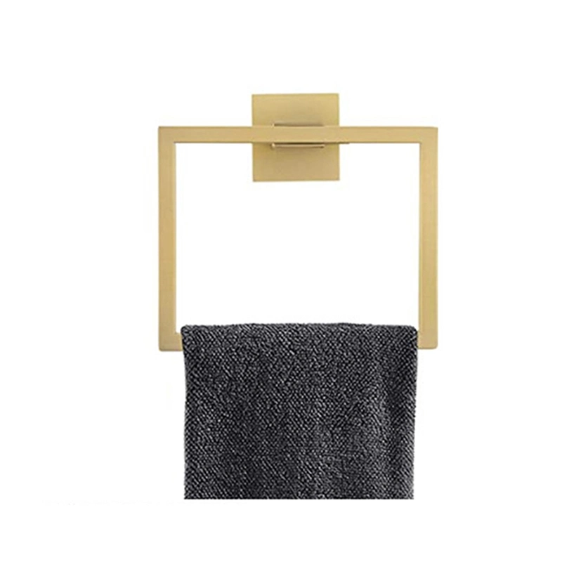 Gold Adhesive Bathroom Accessories Set Hand Towel Ring Stainless Steel Bath Towel Hoop Hanger Holder
