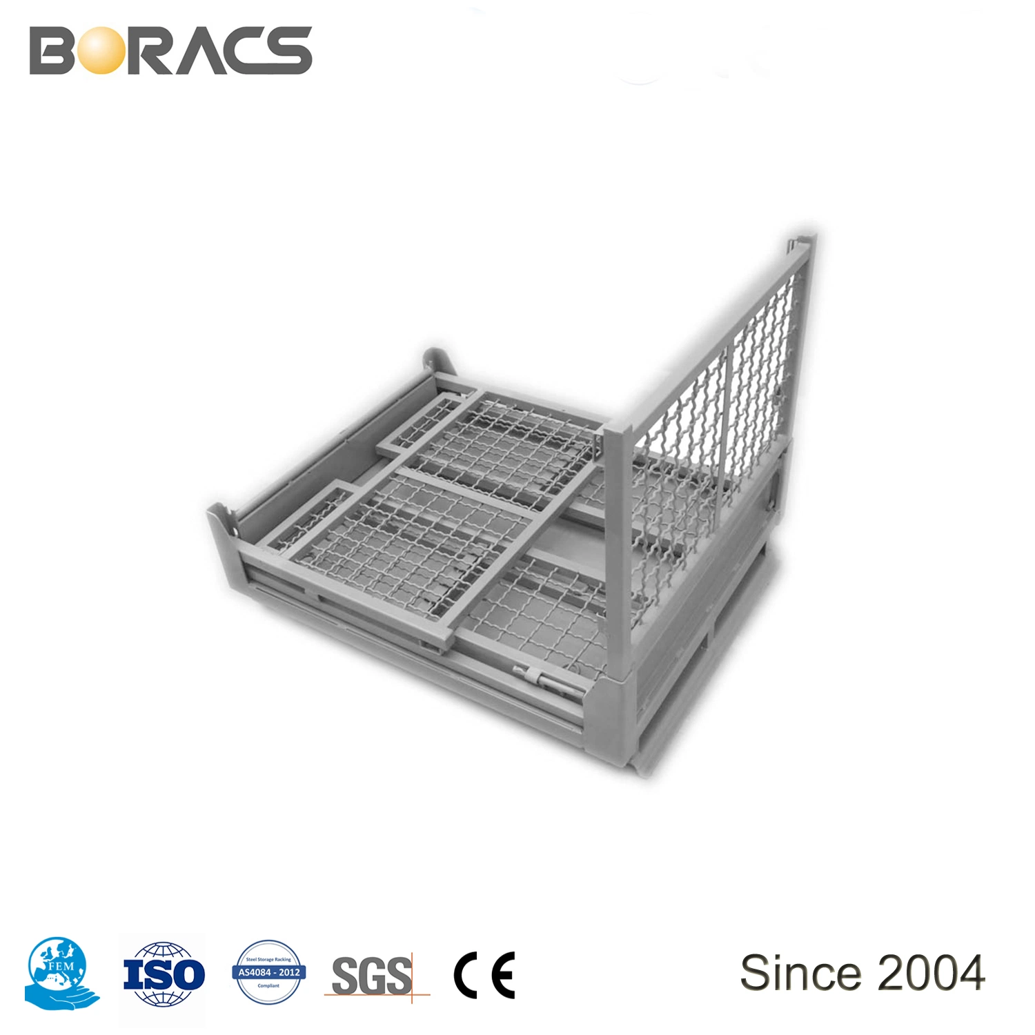 Foldable Stackable Heavy Duty Wire Mesh Cage for Warehouse Storage