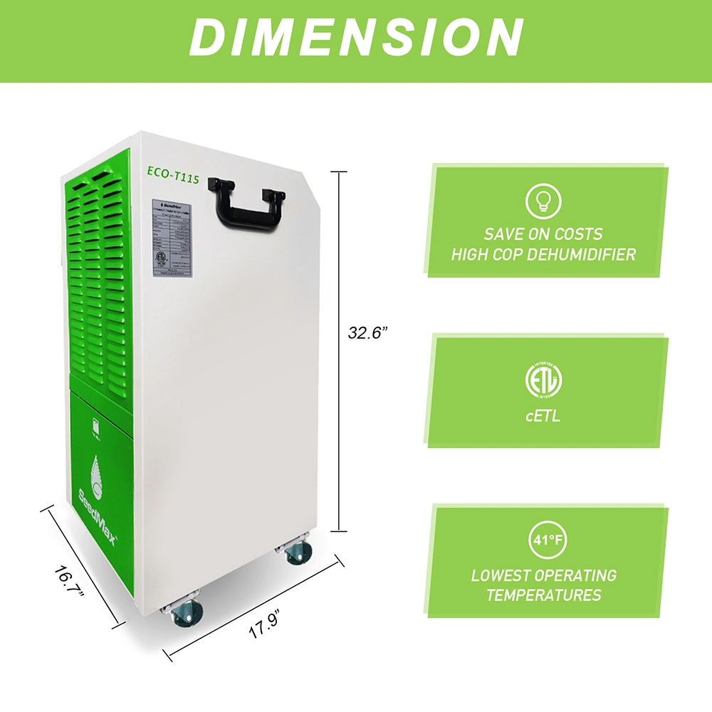 Seedmax 234 Pints Greenhouse Mobile Automatic Steel Industrial Dehumidifier ETL Listed