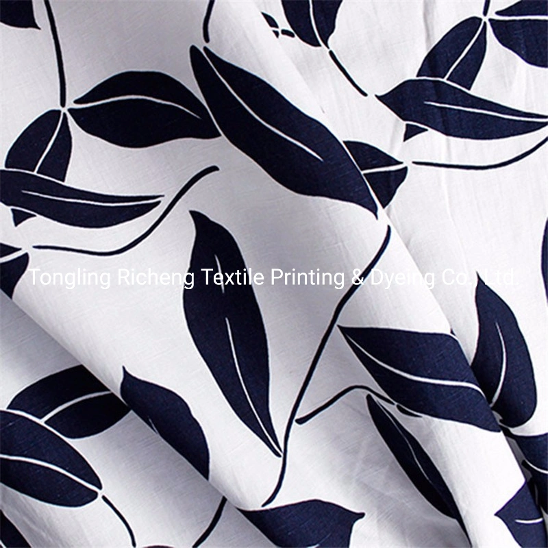 Breathable Eco-Friendly Light Floral Custom Printing Linen Cotton Fabric