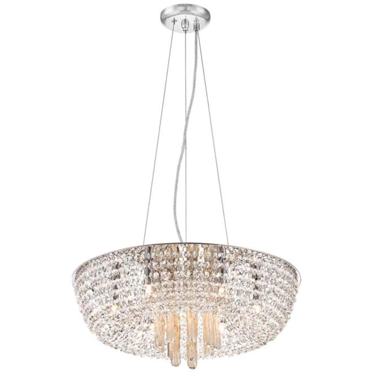 High quality/High cost performance  Modern Luxury Silver Round Crystal Chandelier Home Decorative LED Lighting Furniture Living Dinging Room Pendant Lamp