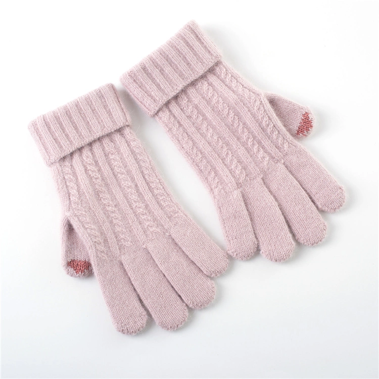 2021 Newly Customized Fashion High Quoality Winter Wool Cashmere Elegant Winter Warm Women Gloves