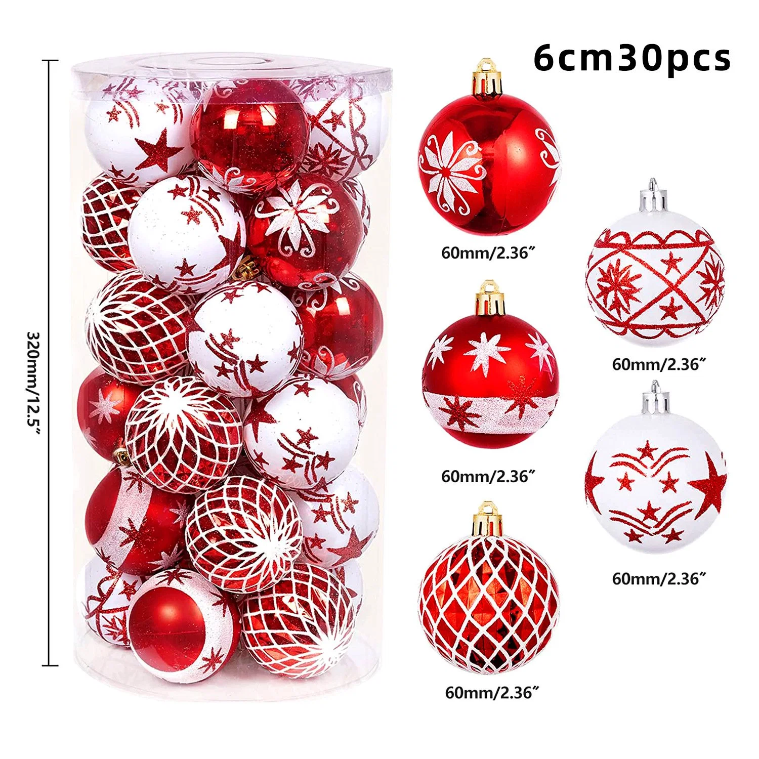 Christmas Decorations 6cm Painted Ball Silk Screen Printed Plastic Shaped Ball