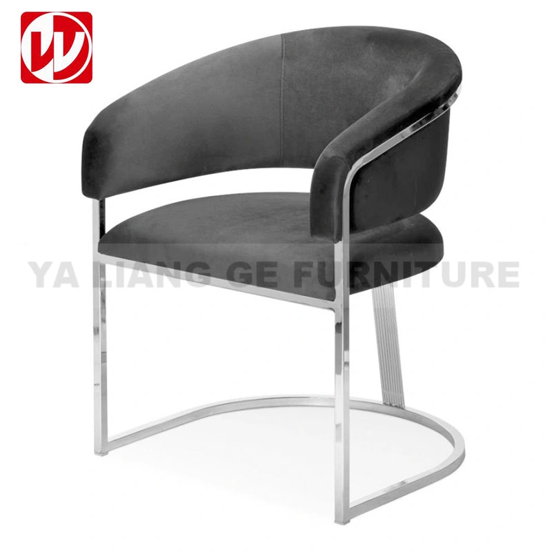 Novo design Home Furniture Silver Frame Black Velvet Aço inoxidável Cadeira de jantar