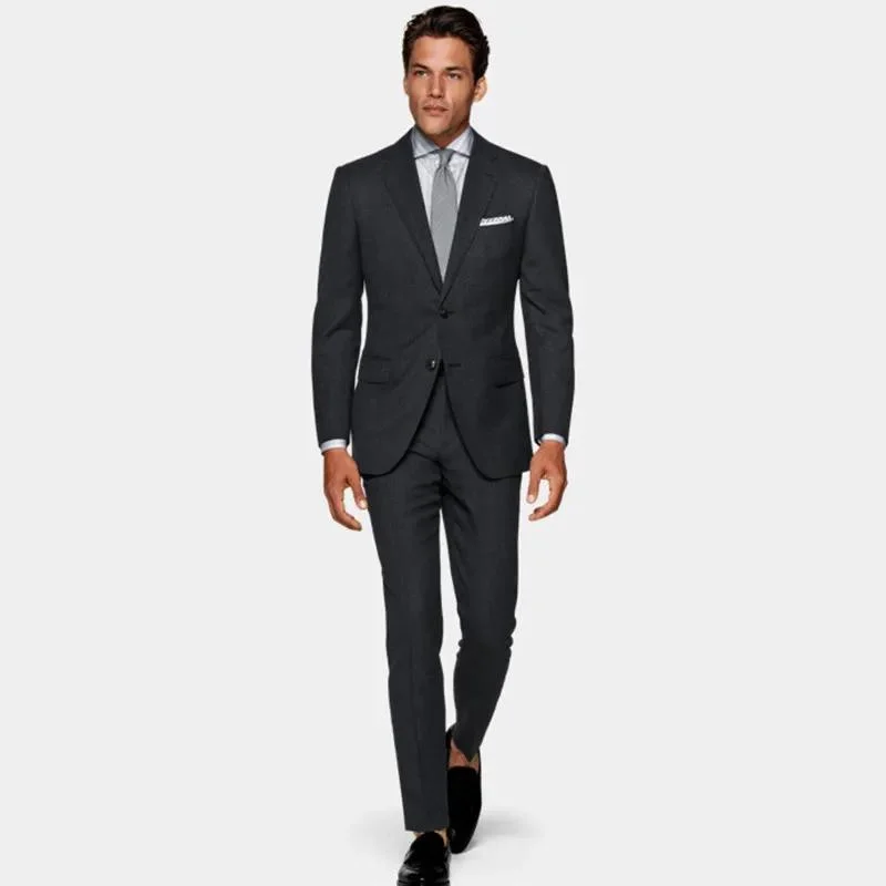 Banquet New Medium Gray S110 Wool Men's Business and Leisure Two Single-Breasted Suits.