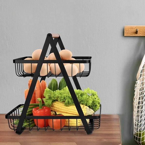 Fruit Basket for Kitchen 2-Tier Bowl Storage Holder for Vegetables Bread Snack