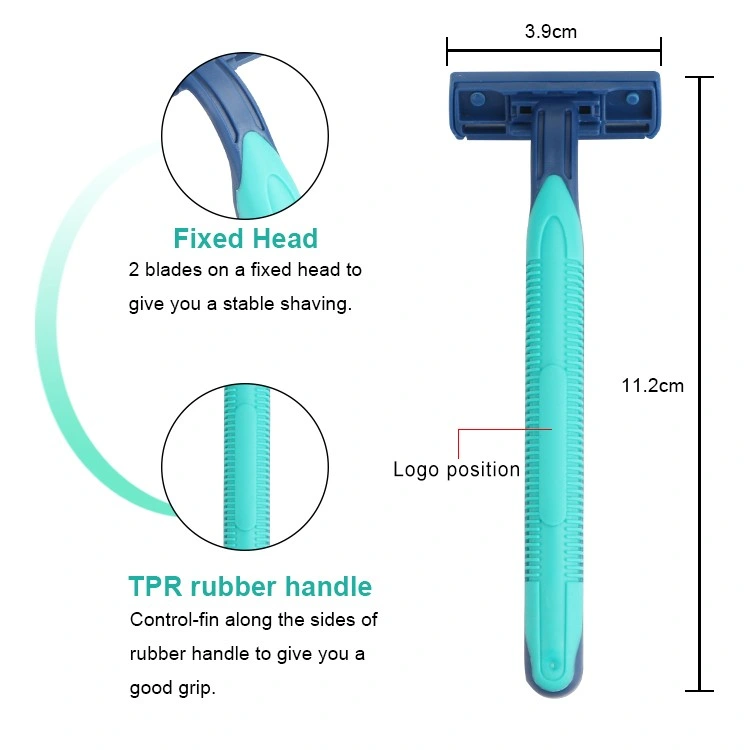 Rubber Handle Twin Blade Men Disposable Razor Cheap 2 Blades Shaving Razor
