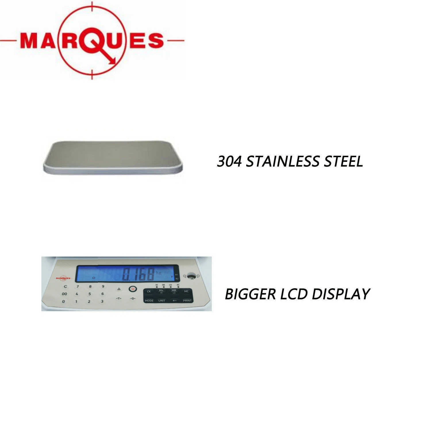 Stainless Steel Electronic Portable Weighing Balance with Large LCD Screen Display