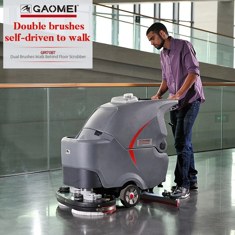 Walk-Behind Industrial Precio competitivo Pincel doble batería de la máquina de limpieza de suelos