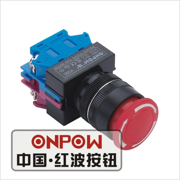 Onpow 22mm Emergency Type Switch in Economical Type (Y090E-11TS30/R/12V, 22mm, 25mm, 30mm) CCC, CE, PSE, VDE