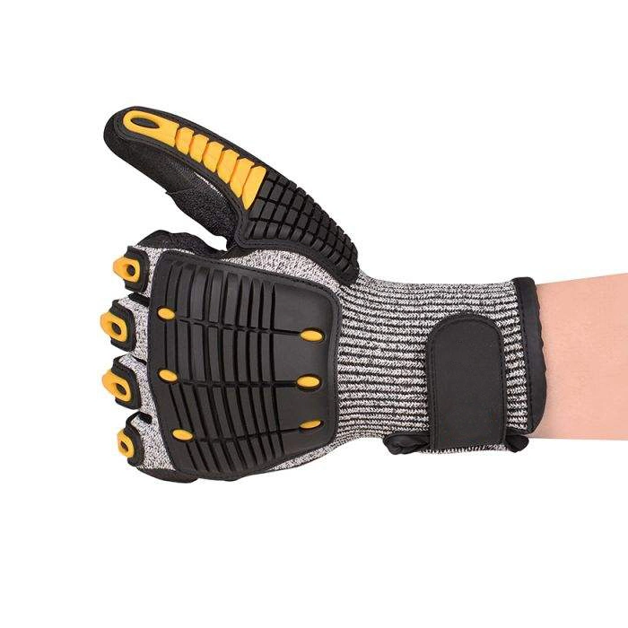 Niveau 5 prix d'usine Anti résistant aux coupures de sable enrobés de nitrile TPR GANTS Anti Impact mécanicien Logo personnalisé