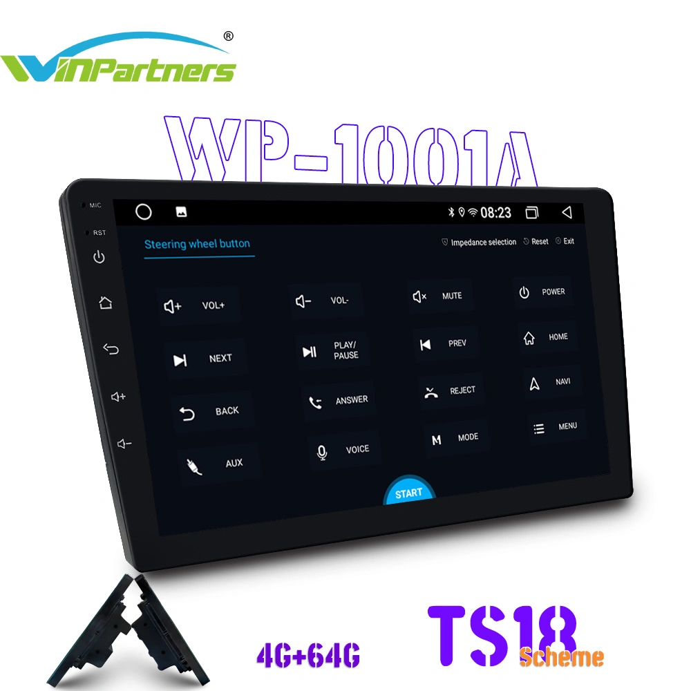 مشغل صوت سيارة MP5 بنظام Android Auto Car Audio 4G+64G 10 بوصة من الجيل الرابع + 64 G GPS Wp1001A