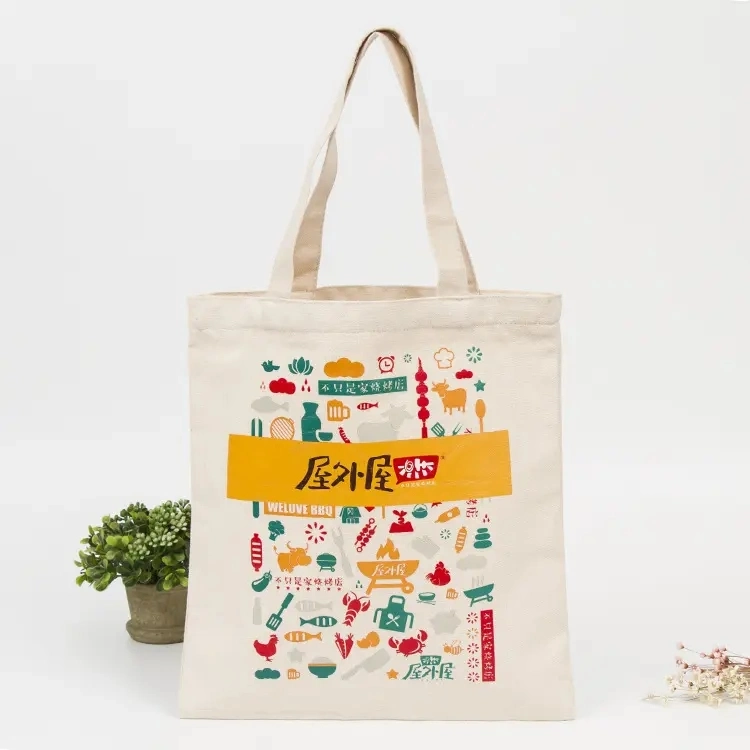 Natürliche Recycling Einkaufstaschen Kundenspezifische Bedruckte Logo Gedruckt Umweltfreundliche Baumwolle Tragetasche aus Canvas mit Logo
