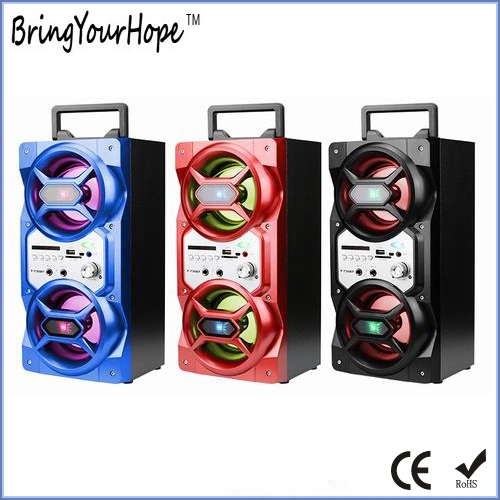 5W+5 W madera portátil con altavoz Bluetooth USB SD FM Karaoke