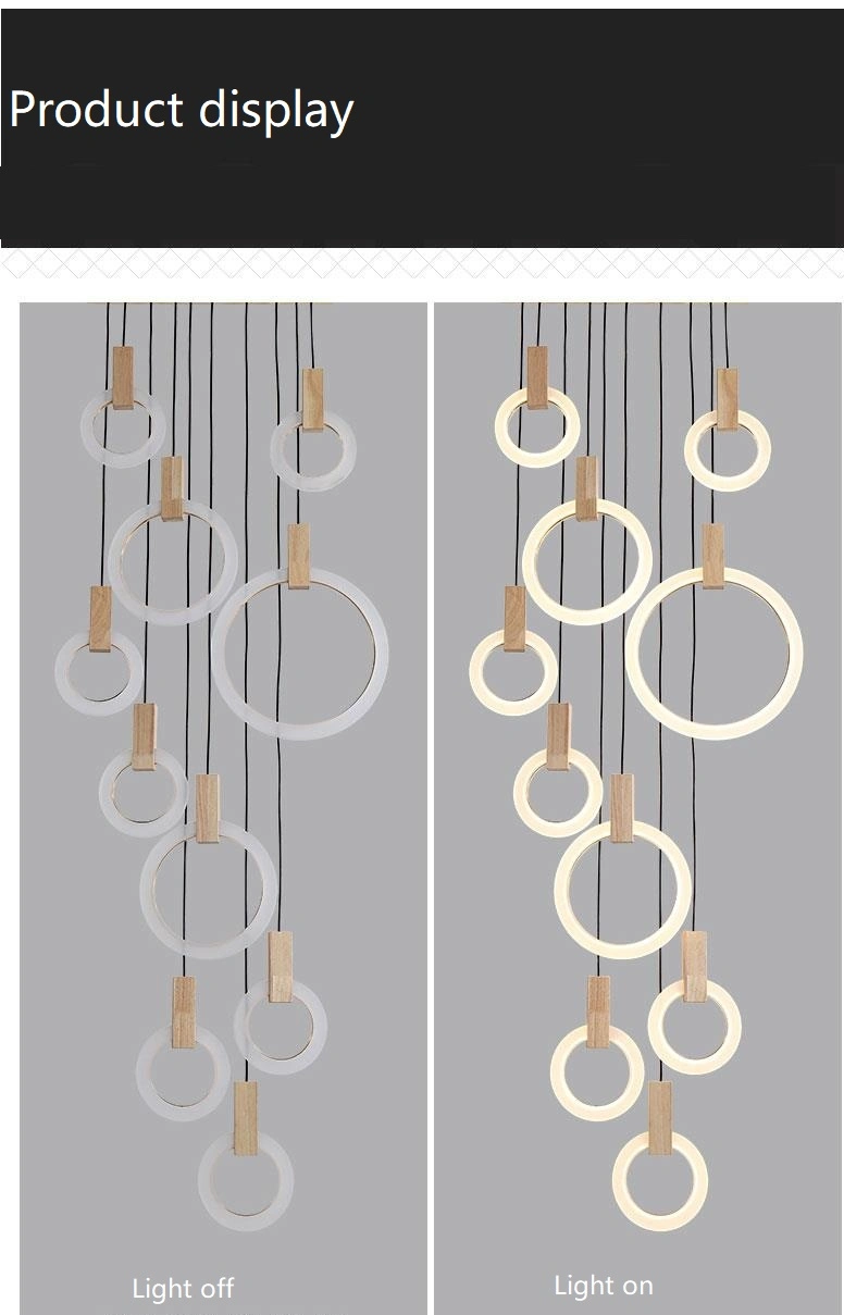 Pendente de iluminação LED Círculo da lâmpada de Wood Design lustre a Lâmpada moderna