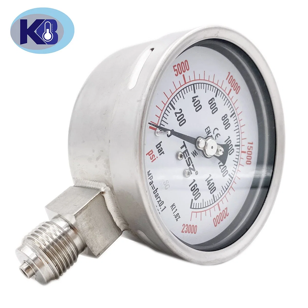 1600bar Hydraulic Oil Filled Pressure Gauge Stainless Steel Case Bottom Connection Manometer