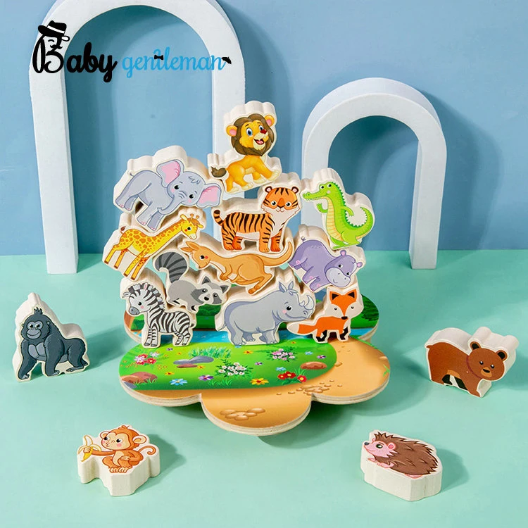 Kids Educational Toy Cartoon Animal Wooden Balance Stacking Blocks Z11113f