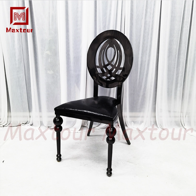 Black Throne Chairs Wedding Chair Stainless Steel Round Wedding Party Decoration