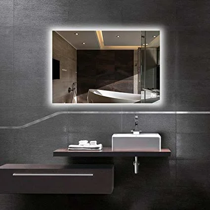 Large Rectangle Wall Mirror Decor Vanity Anti-Fog Illuminated Smart Bathroom LED Full Length Mirror LED Light Strip Modern