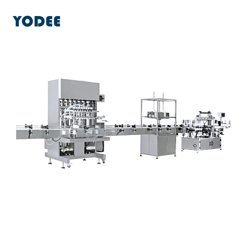 Botella de líquido de la fábrica de Guangzhou tapa automática de la alimentación de 4-cabeza tapadora de llenado de la línea de productos