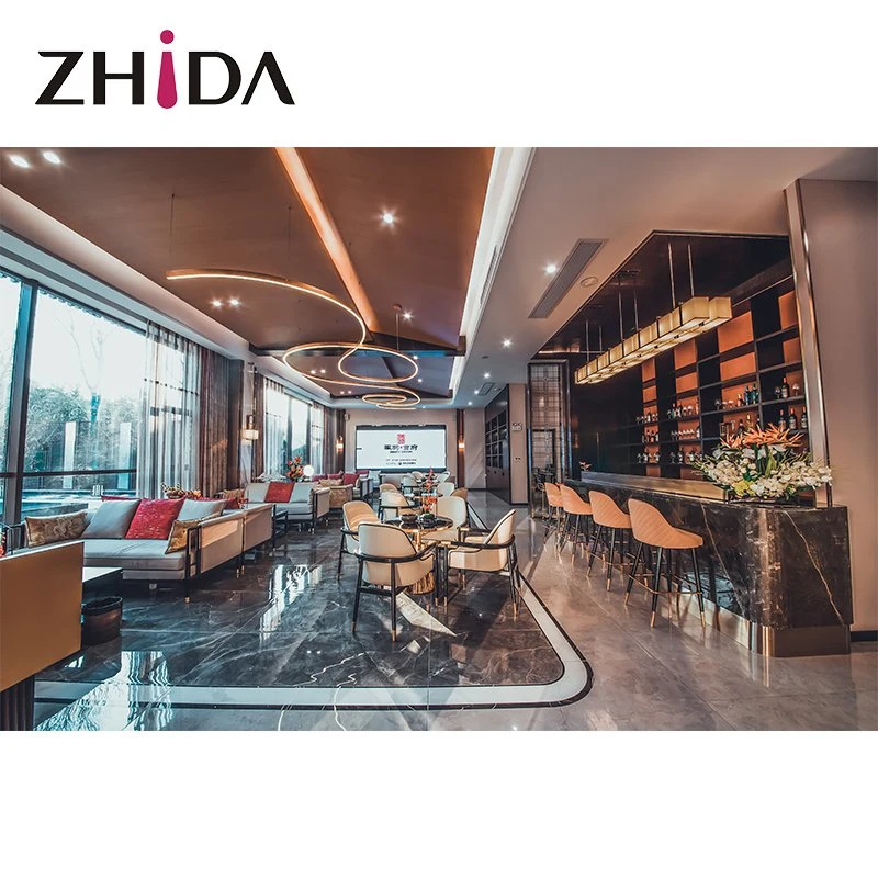 Zhida Luxury Design 5 Star Hotel Furniture Lobby Public Area Table and Chair Set Restaurant Furniture Dining Room Table Restaurant Chair