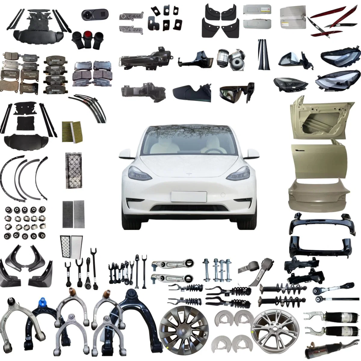 Pour le kit de corps de filtre à air pour accessoires de voiture Tesla modèle Y. Feu d'amortisseur avant/arrière en alliage de suspension de roue d'origine Plaquettes de frein pour voiture/voiture/automobile