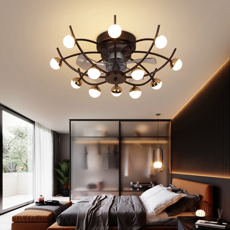 Intelligent LED Ceiling Fan Lamp Remote Contro Lighting Chandelier